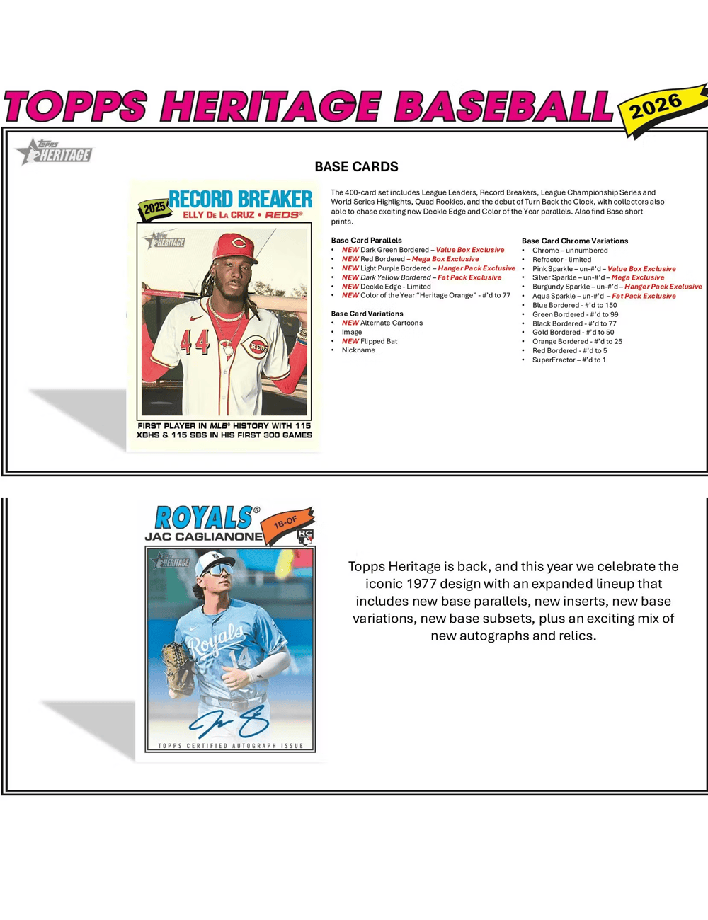 Topps Cards 2026 Topps MLB Heritage Baseball Trading Card Blaster Pack