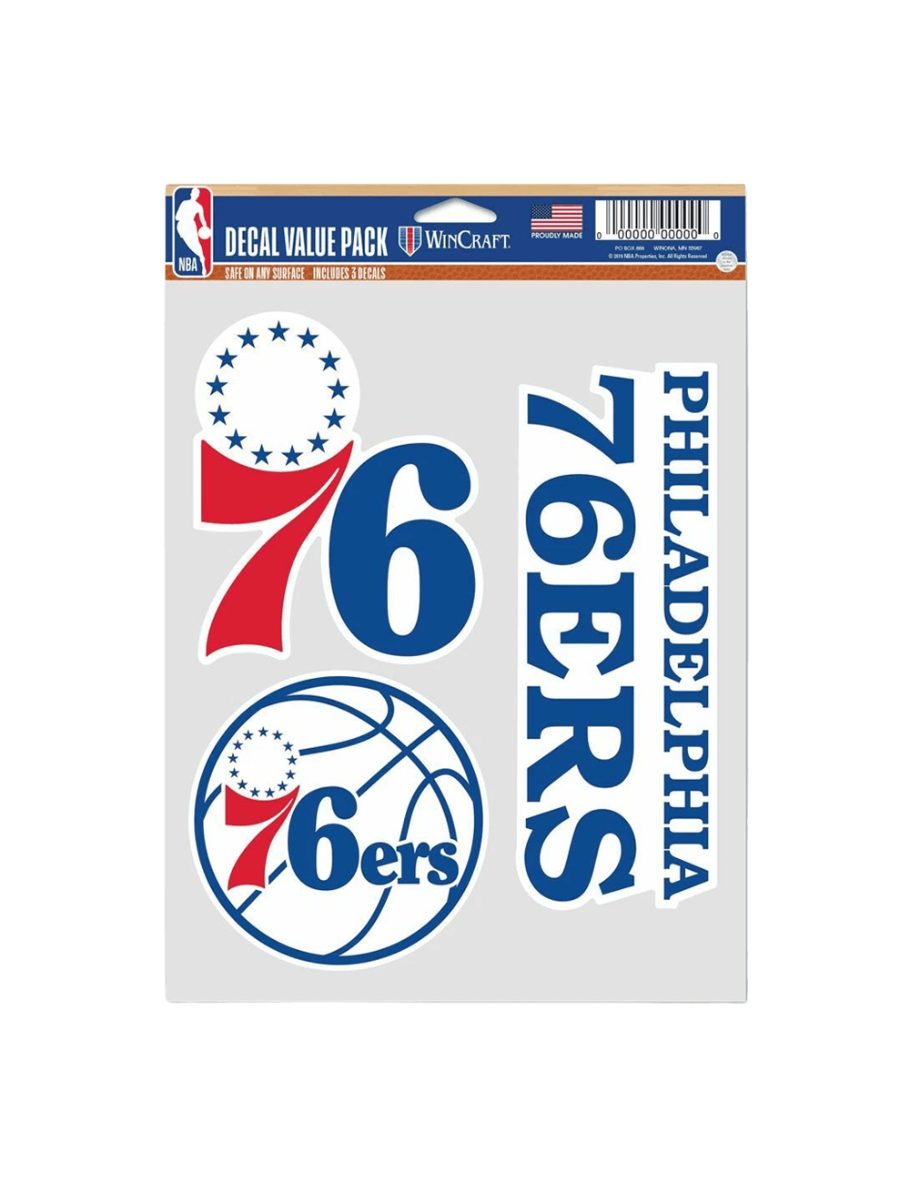 Philadelphia 76ers Wincraft NBA Team 3 Piece 5” x 7” Decal Set
