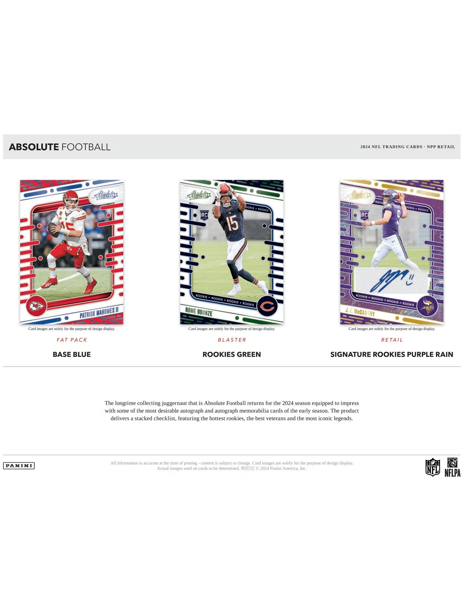 2024 Panini NFL Absolute Football Trading Card Value Fat Pack