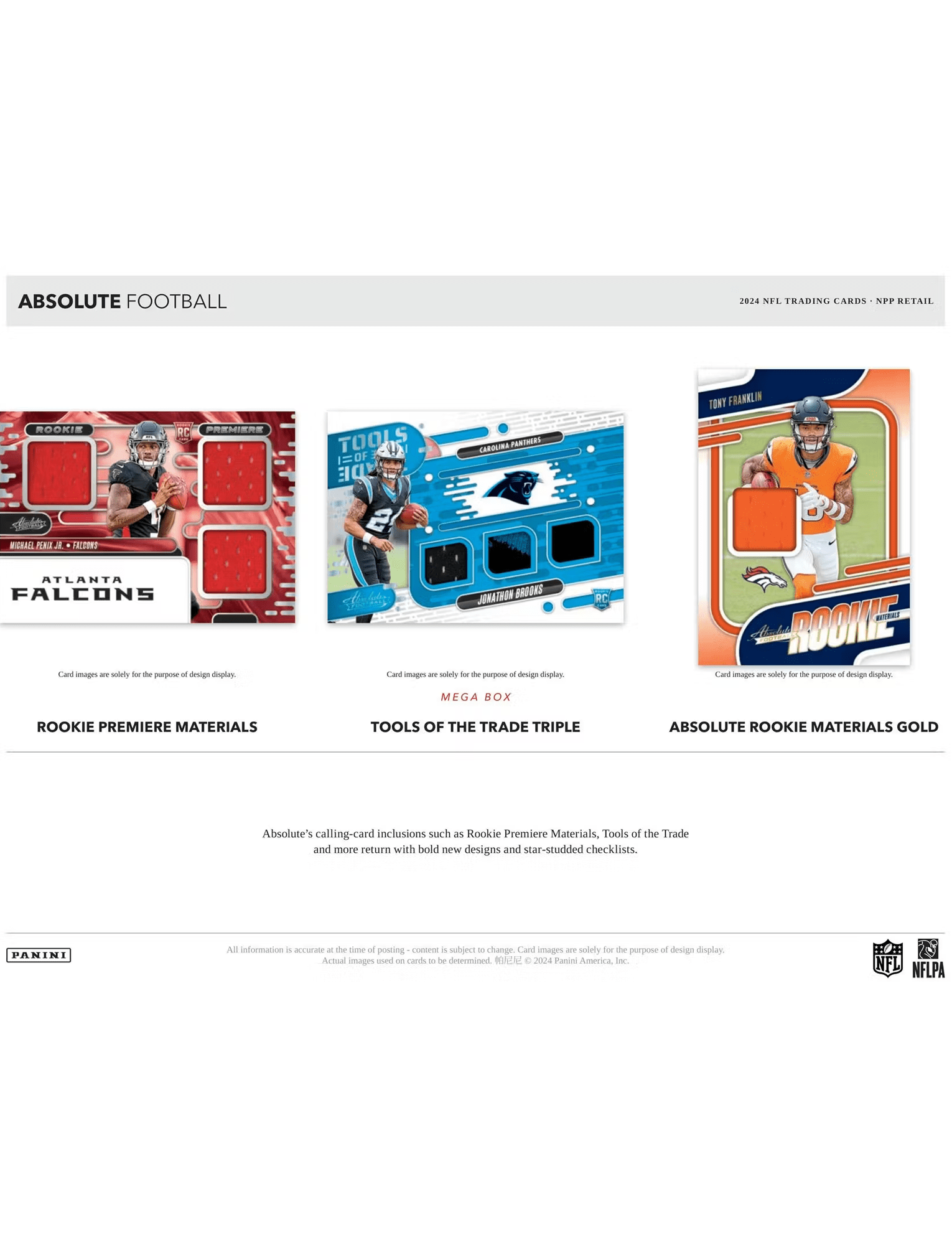 2024 Panini NFL Absolute Football Trading Card Value Fat Pack