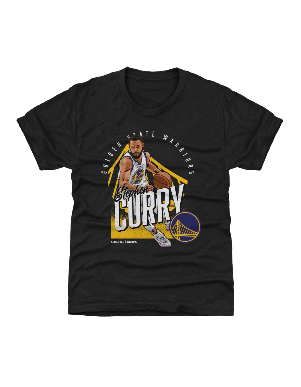 Youths Steph Curry Golden State Warriors 500 Level NBA Shield T-Shirt - Tri Black