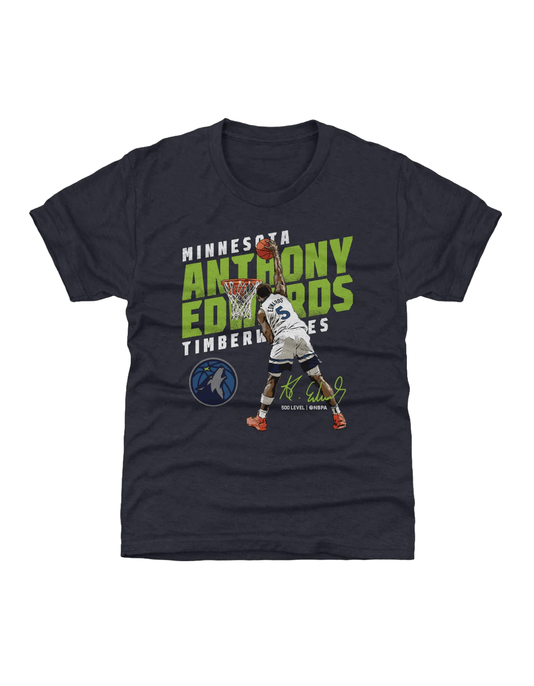 Youths Anthony Edwards Minnesota Timberwolves 500 Level NBA Slant T-Shirt - Tri Navy