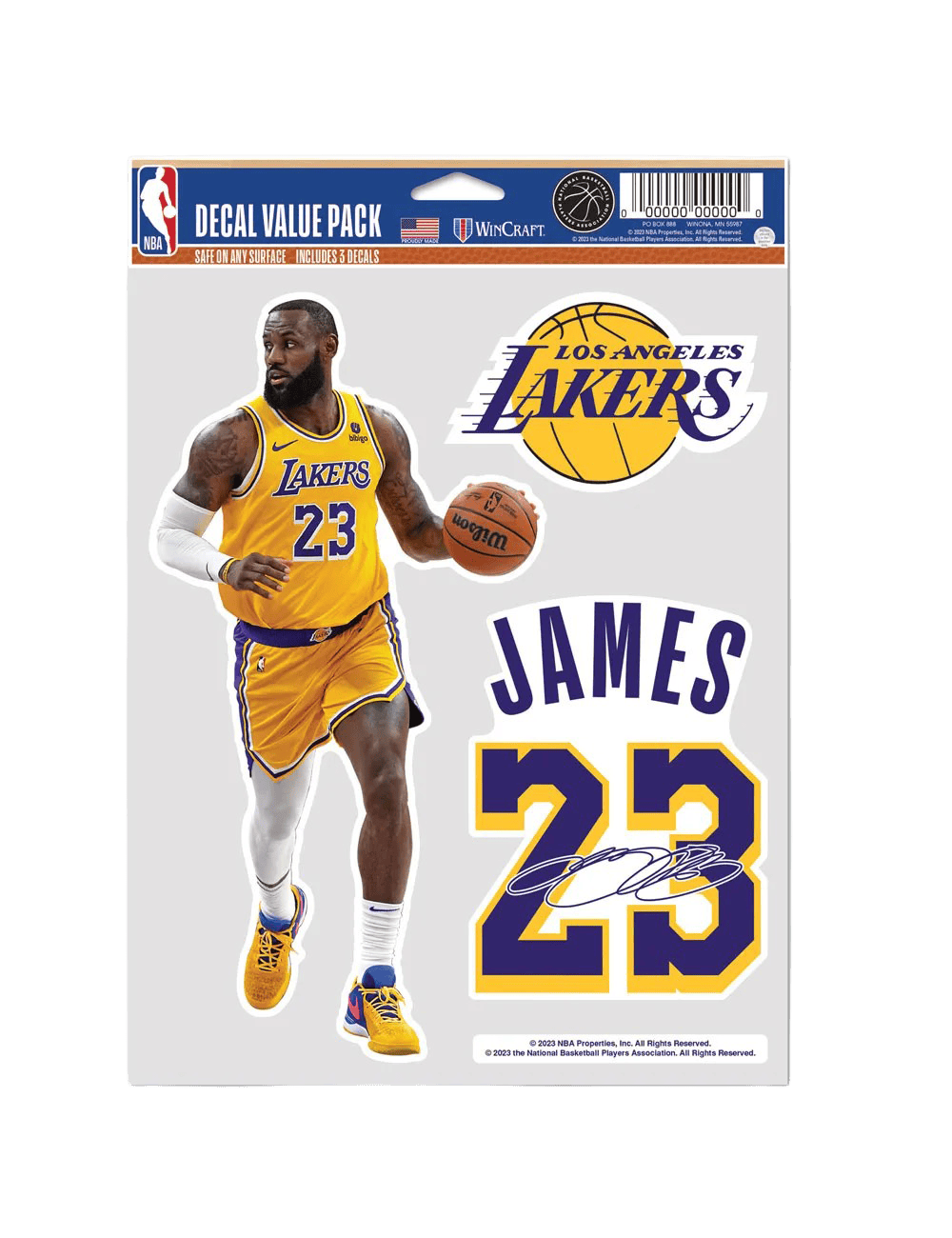 LeBron James Los Angeles Lakers Wincraft NBA 3 Piece 5” x 7” Decal Set