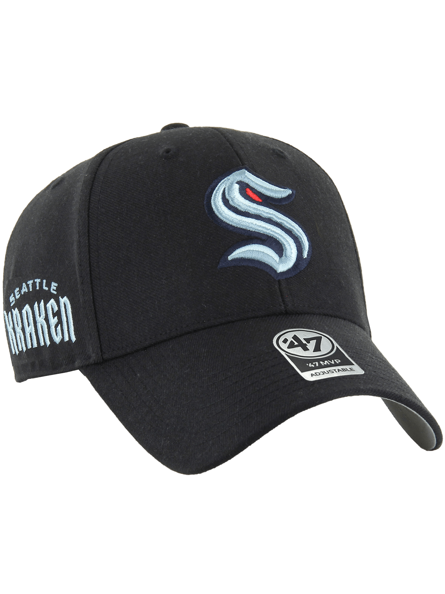 Seattle Kraken '47 NHL Wordmark Hit MVP Snapback Hat - Black