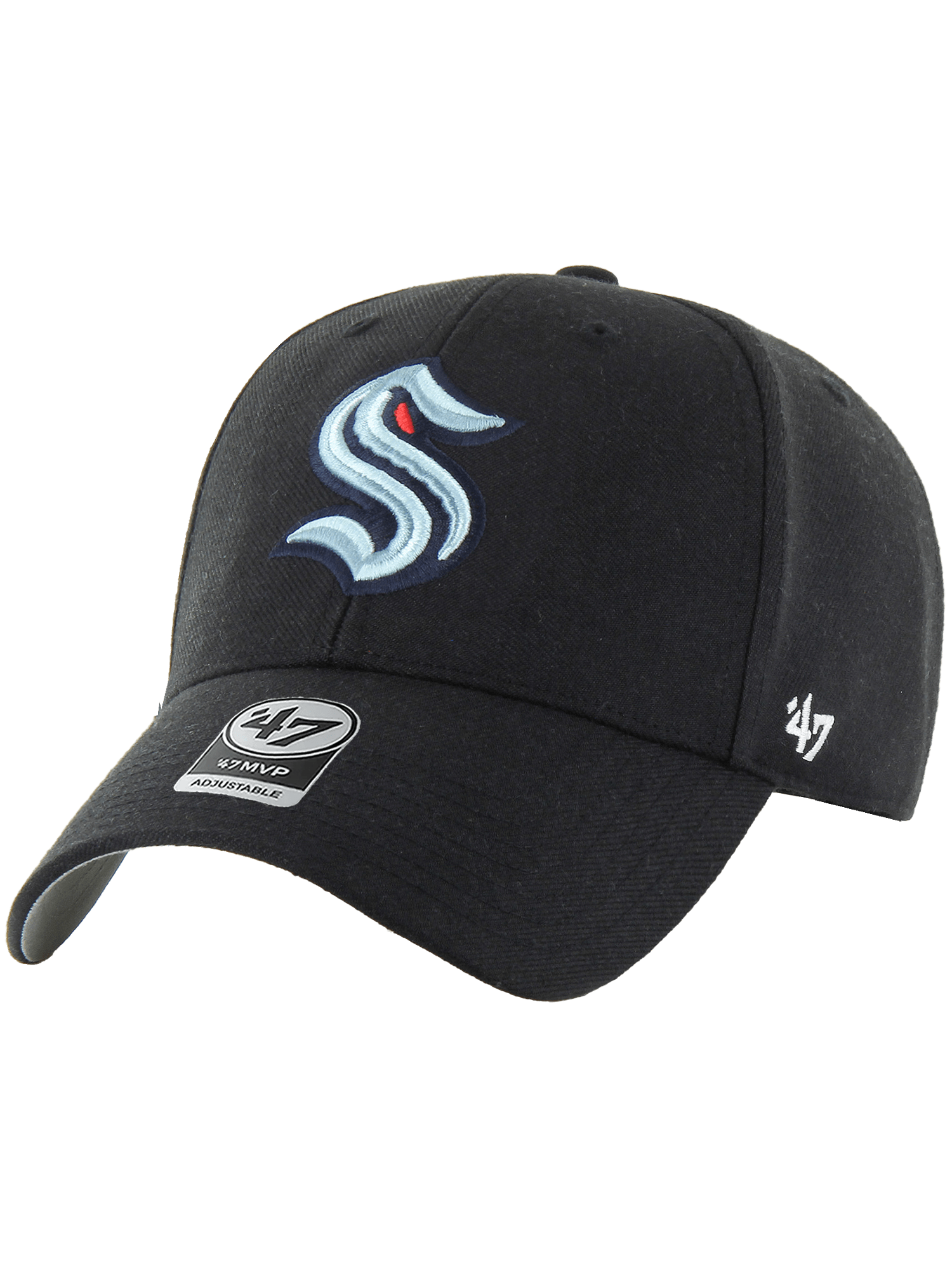 Seattle Kraken '47 NHL Wordmark Hit MVP Snapback Hat - Black