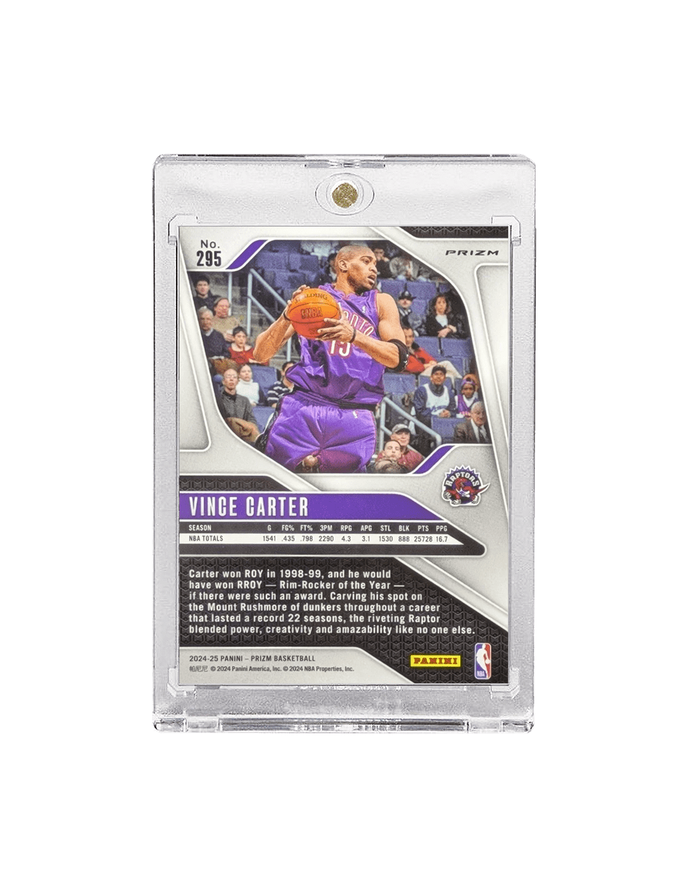Vince Carter Toronto Raptors Panini NBA 24-25 Prizm Silver Card