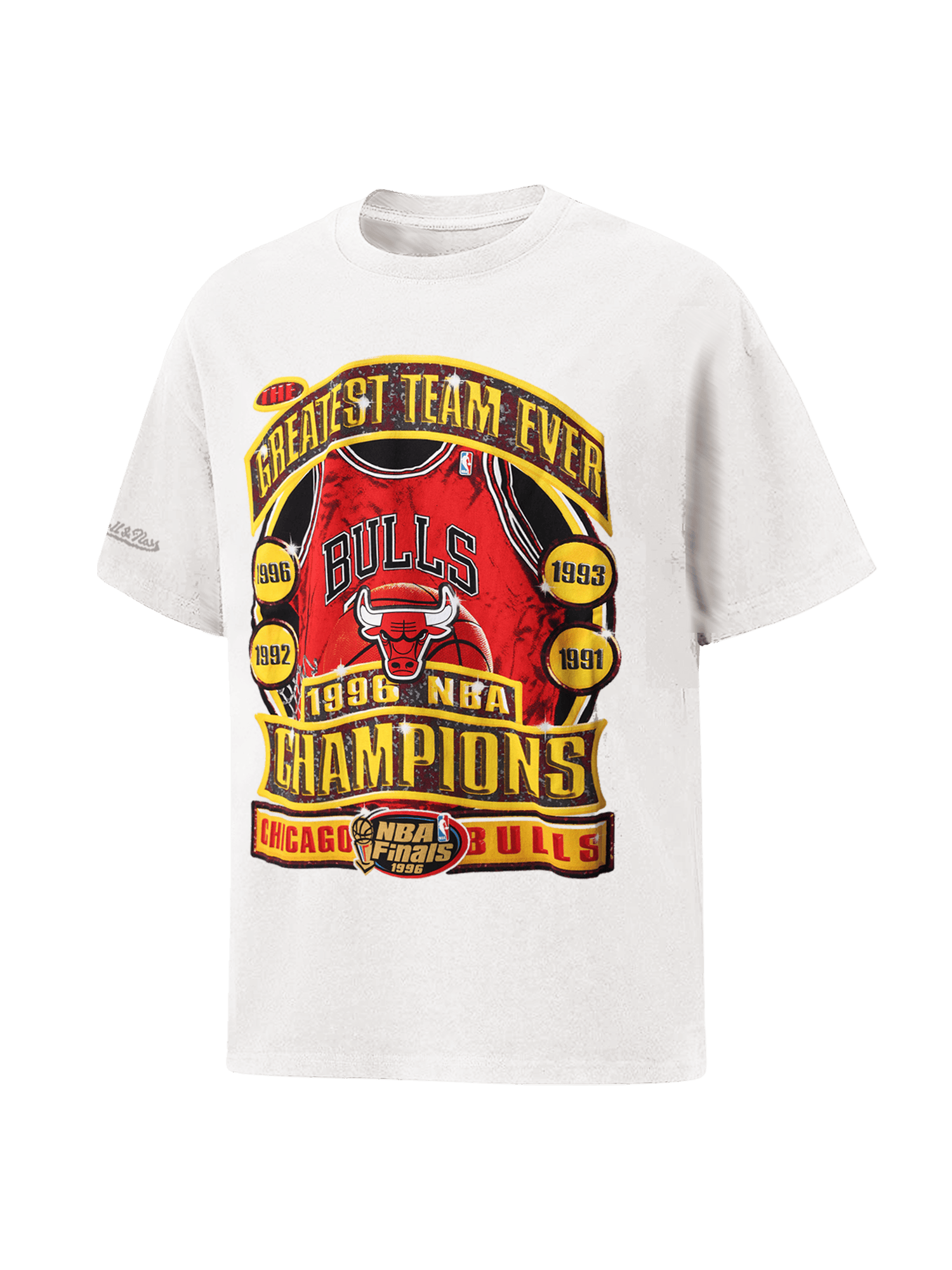 Mitchell And Ness T-Shirts Chicago Bulls Mitchell & Ness NBA 96 Champs Vintage T-Shirt - Vintage White
