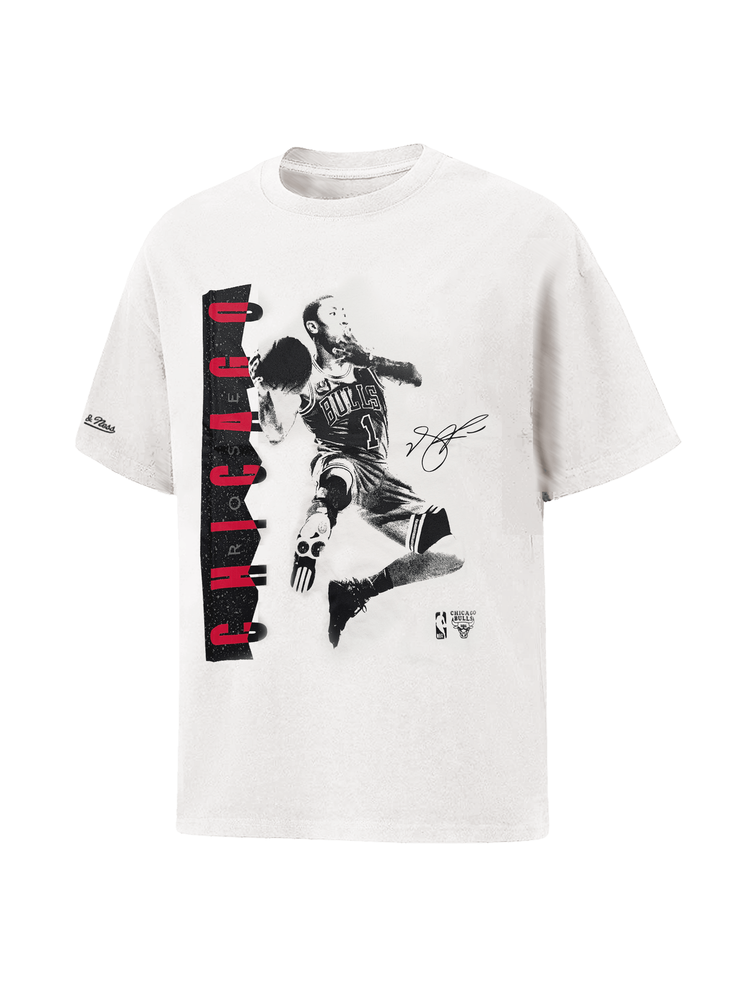 Mitchell And Ness T-Shirts Derrick Rose Chicago Bulls Mitchell & Ness NBA Lay Up Vintage T-Shirt - Vintage White
