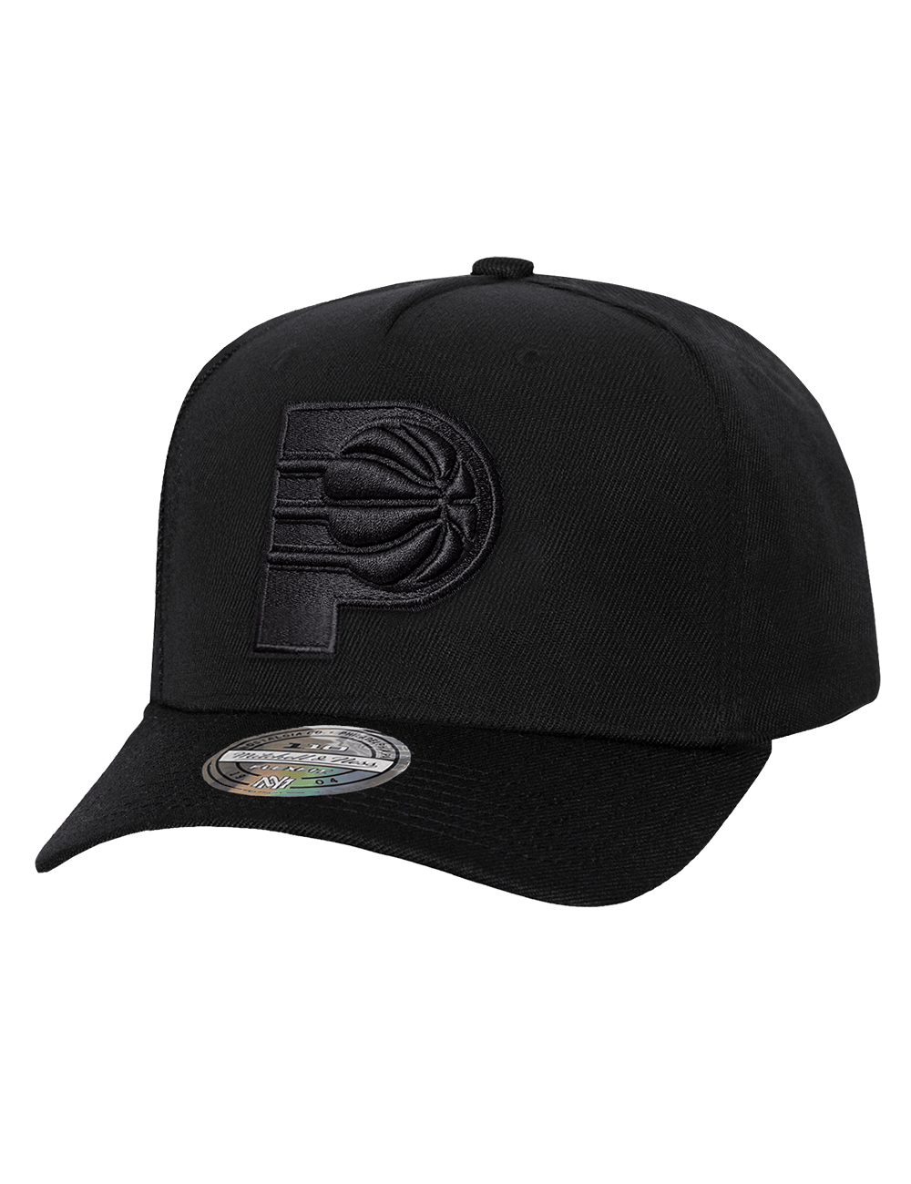 Mitchell And Ness Caps OSFM Indiana Pacers Mitchell & Ness NBA Black On Black Flex 110 Snapback Hat