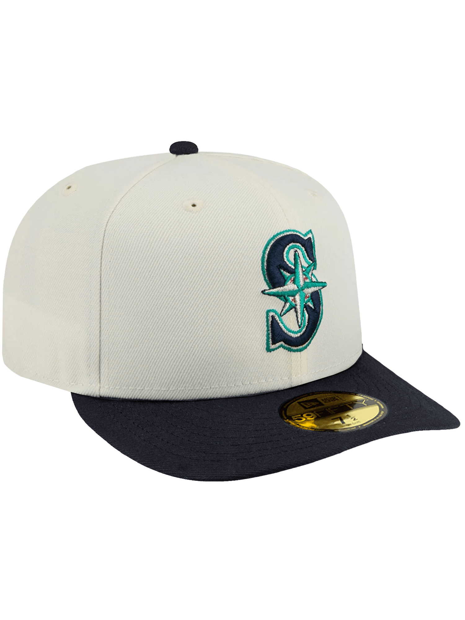 New Era Caps Seattle Mariners New Era MLB Team 2 Tone 59FIFTY Pre-Curved Fitted Hat - Chrome