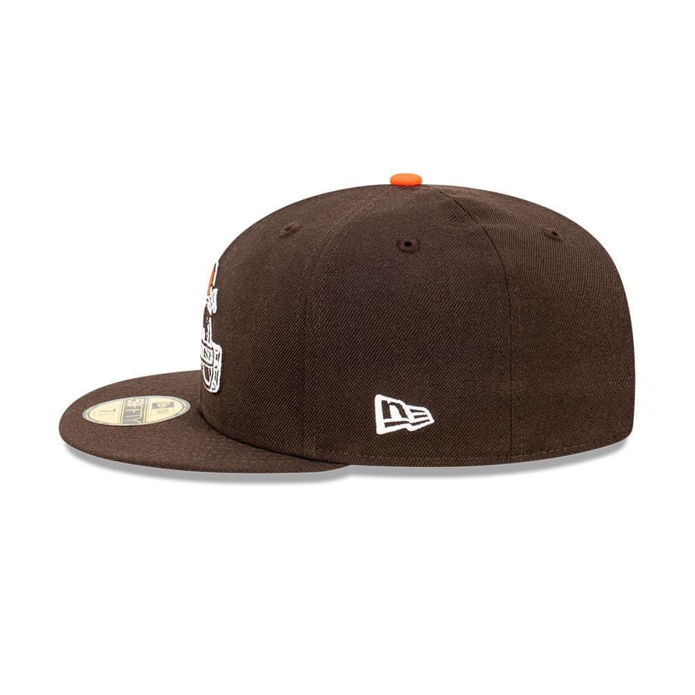 Cleveland Browns New Era NFL Back Script 59FIFTY Fitted Hat - Brown