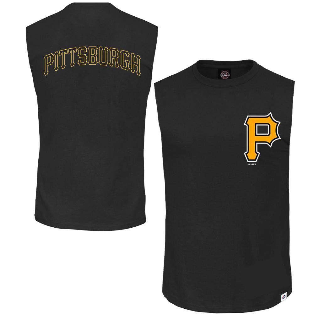 Pittsburgh Pirates Majestic MLB Englewood Sleeveless Muscle T-Shirt - Black