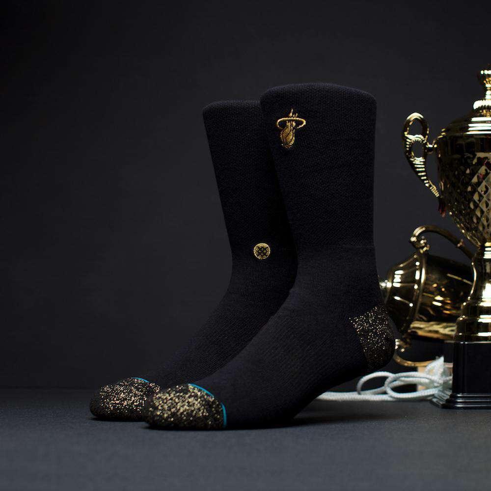 Miami Heat Stance NBA Gold Trophy Crew Socks - Black