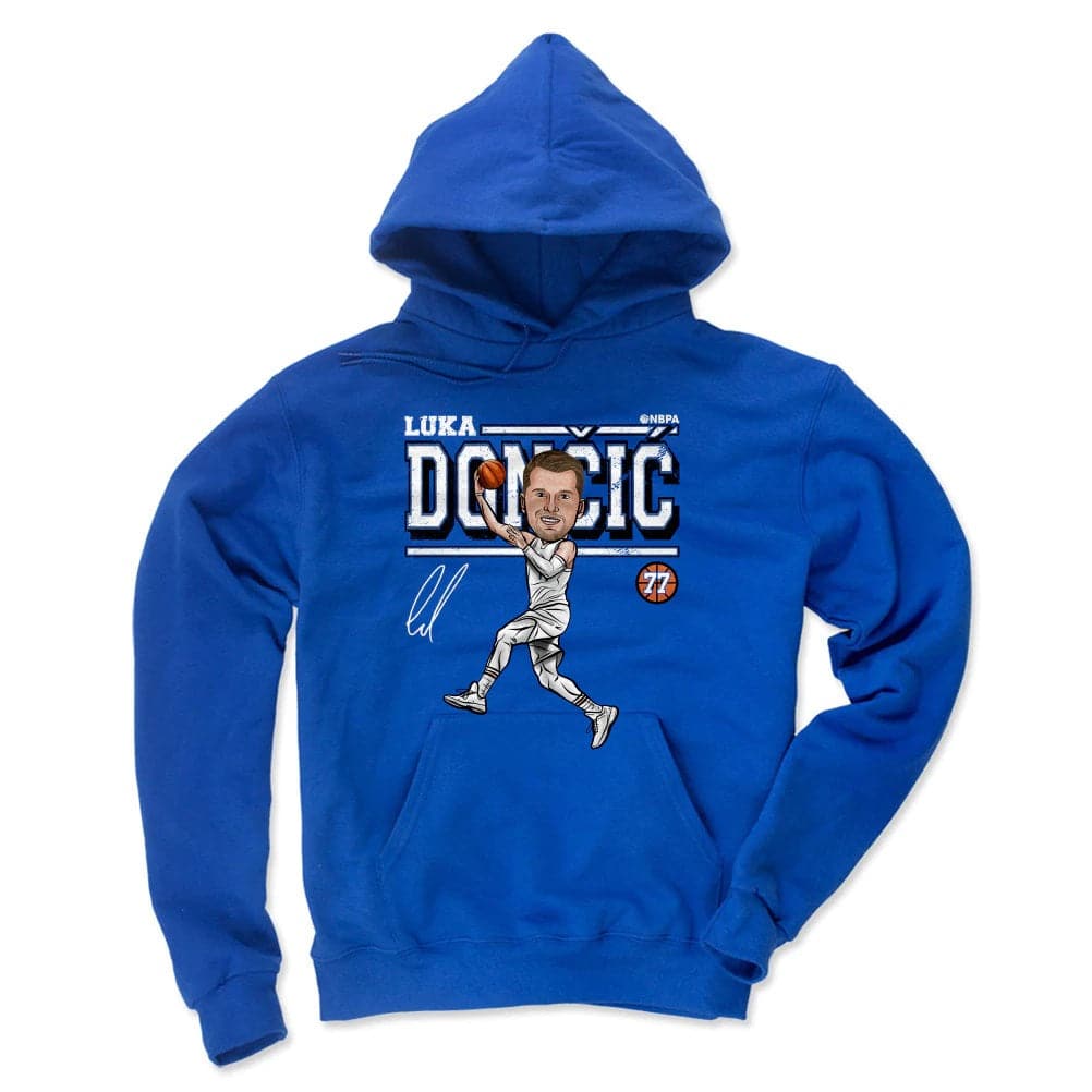 Luka Doncic Dallas Mavericks 500 Level NBA Cartoon Hoodie Jumper - Blue