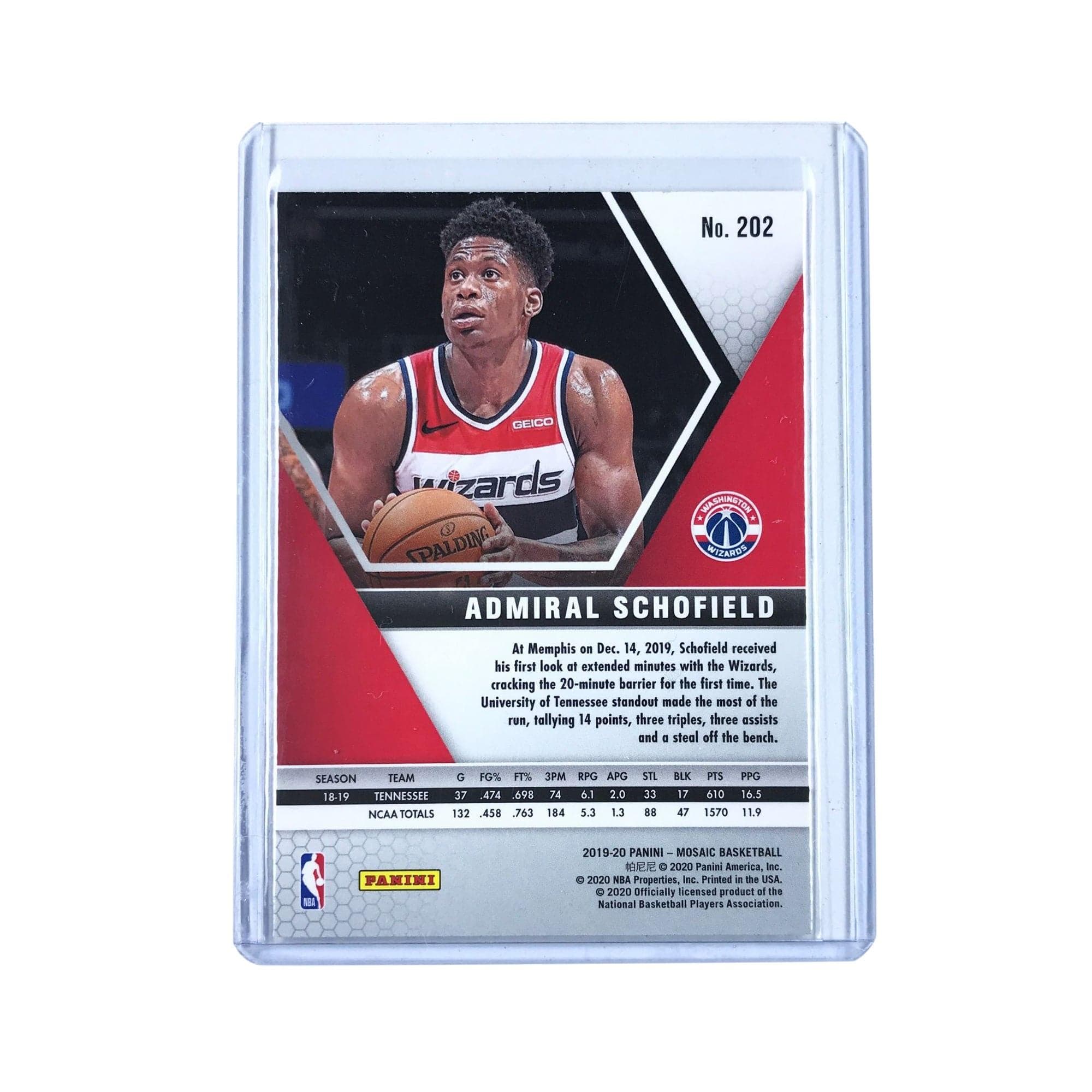 Admiral Schofield Washington Wizards 2019-20 Panini Mosaic NBA Rookie Card