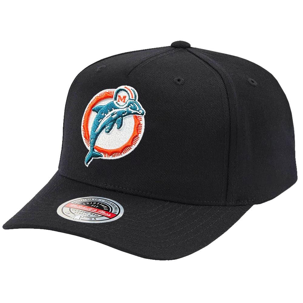 Miami Dolphins Mitchell & Ness NFL Throwback Classic Red Snapback Hat - Black