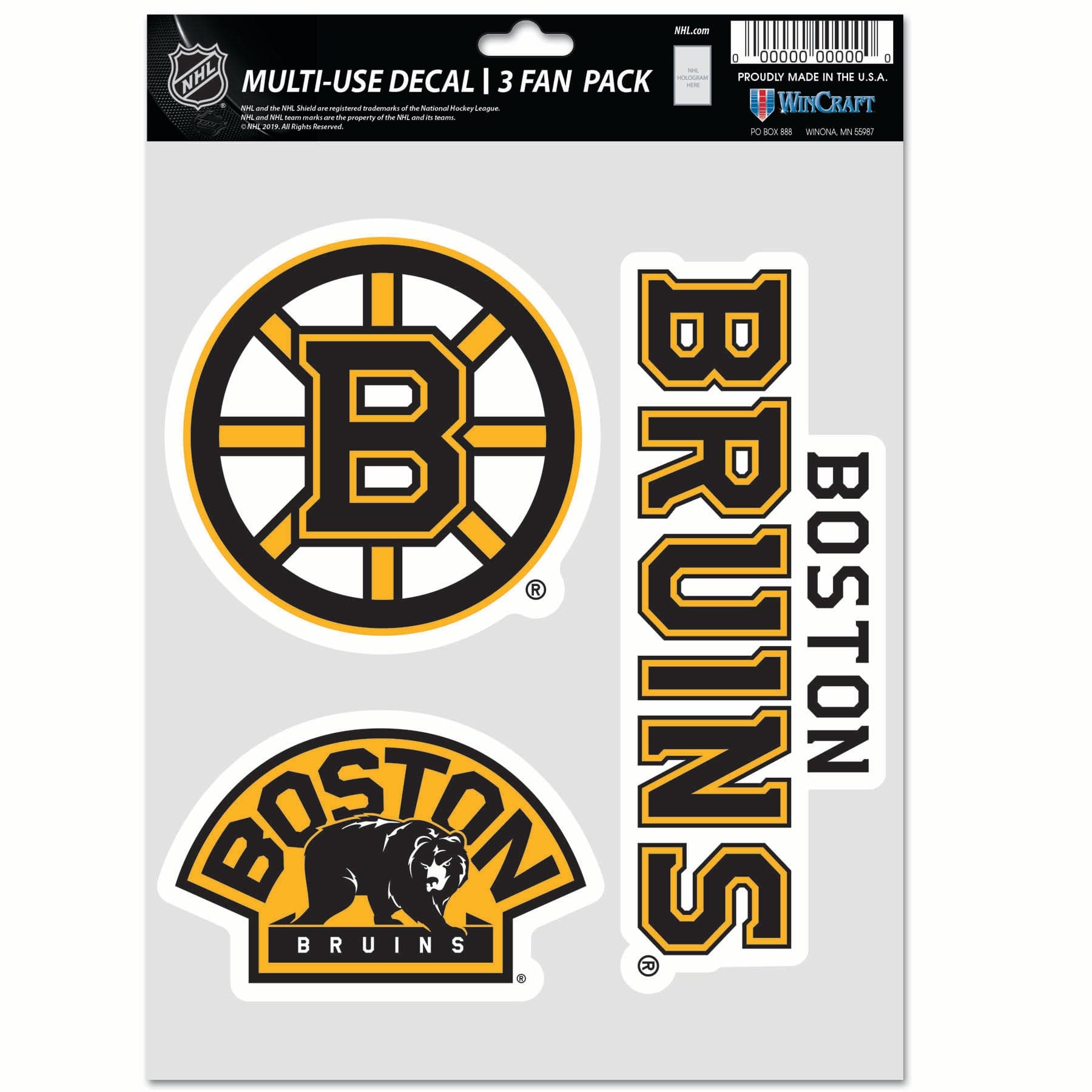 Boston Bruins Wincraft NHL 3 Pack Decal Set