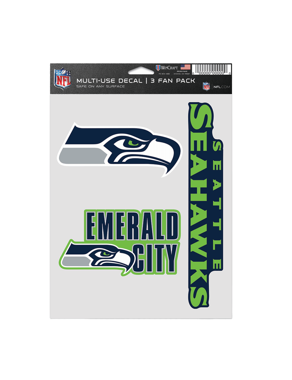 Seattle Seahawks Wincraft NFL Team 3 Pack Decal Set