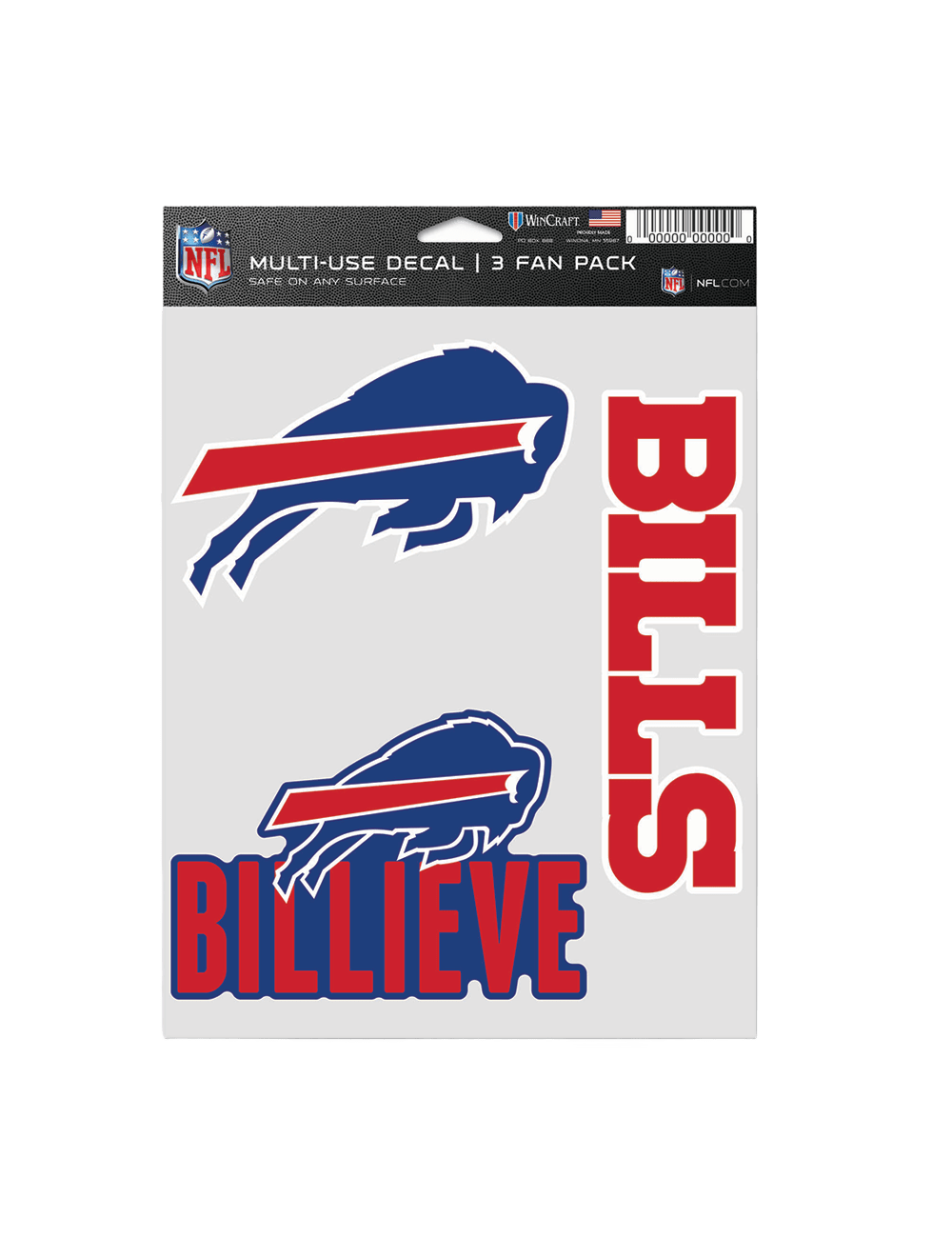 Buffalo Bills Wincraft NFL Team 3 Pack Decal Set