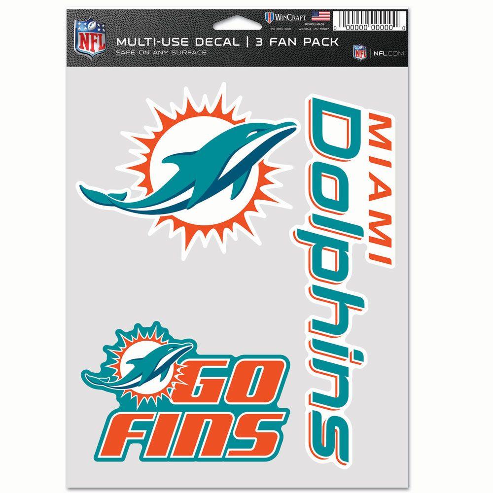 Miami Dolphins Wincraft NFL Multi Use Decal 3 Pack Set