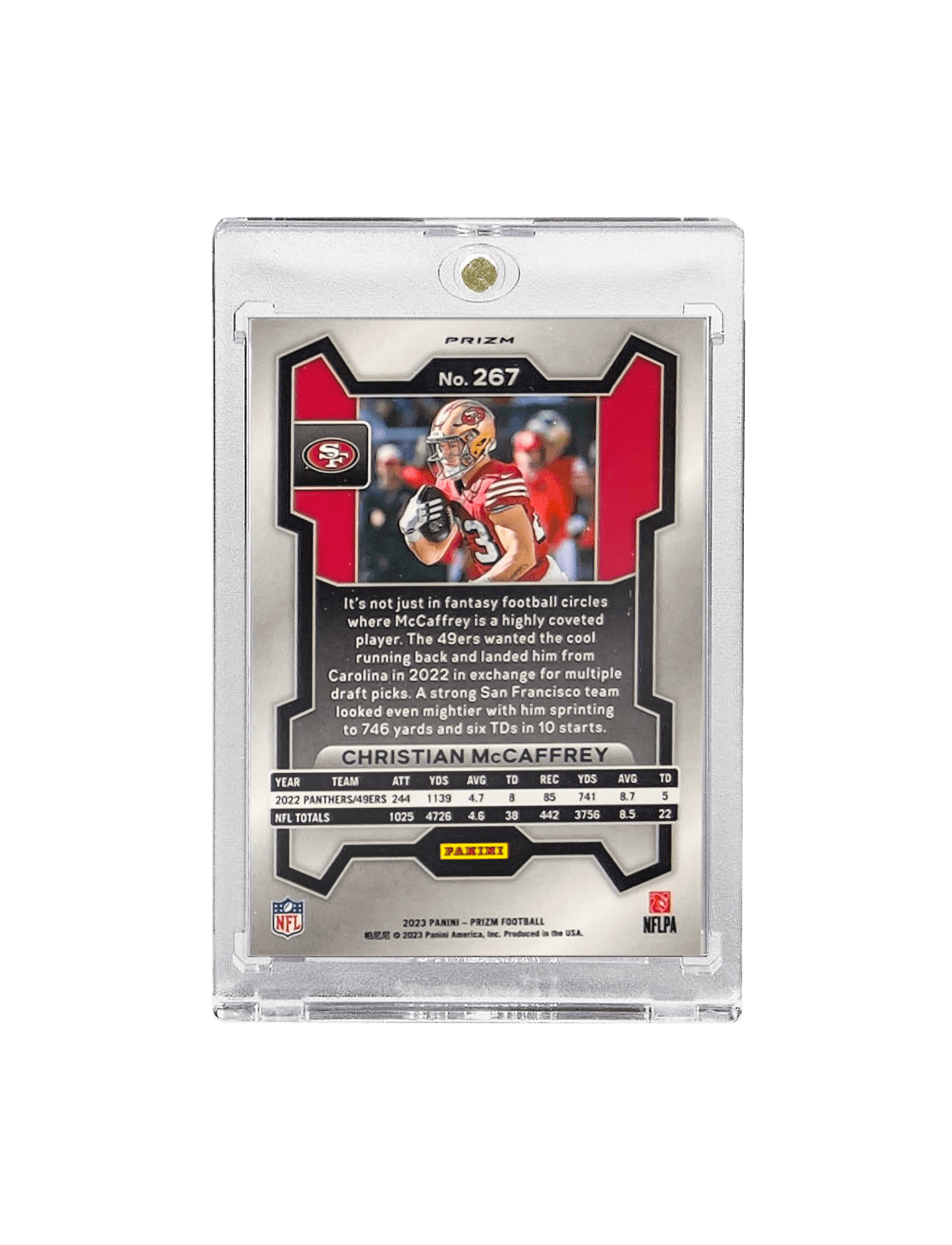 Christian McCaffrey San Francisco 49ers Panini NFL Prizm 23 Silver 267 Card