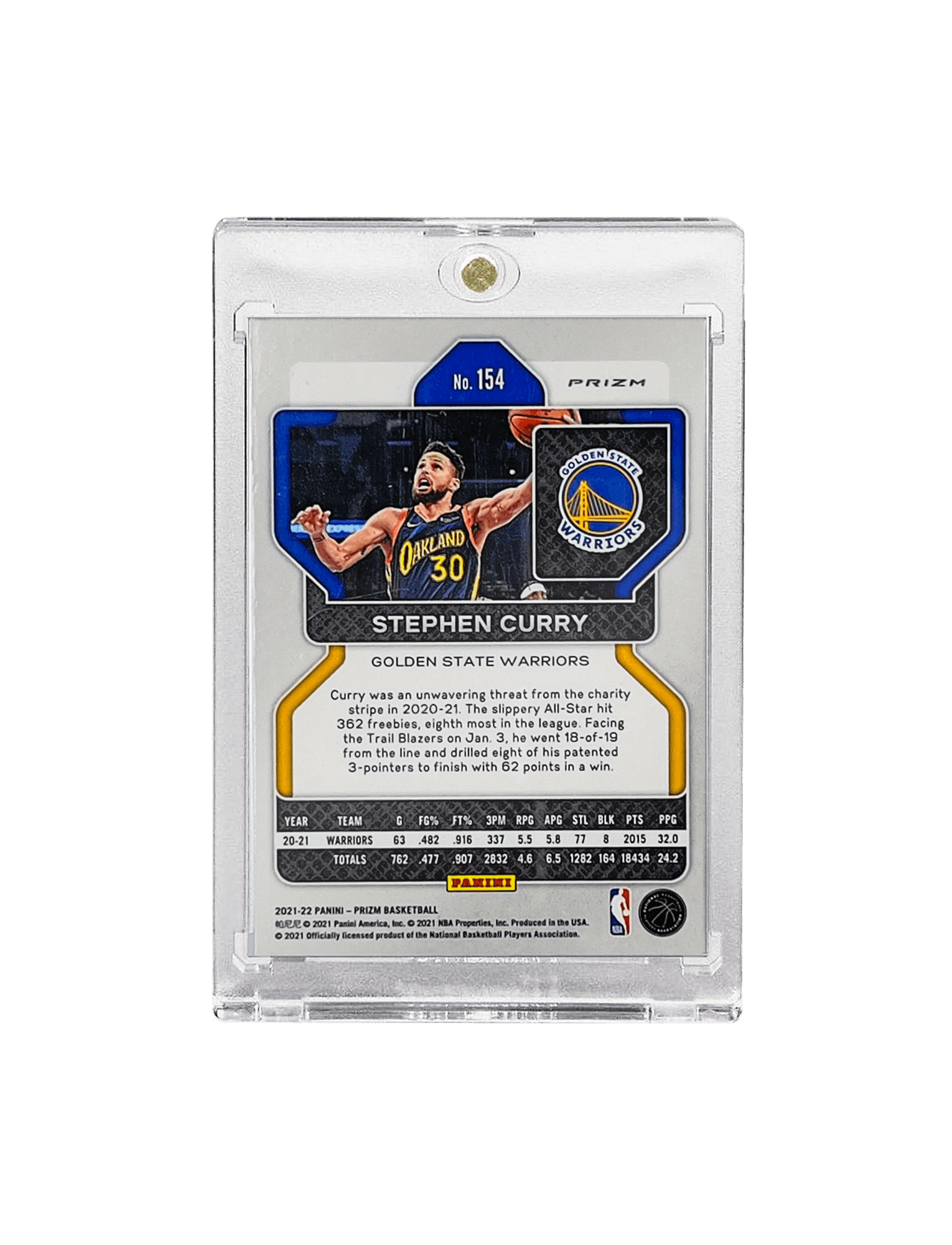 Steph Curry Golden State Warriors Panini NBA 21-22 Prizm Silver 154 Card