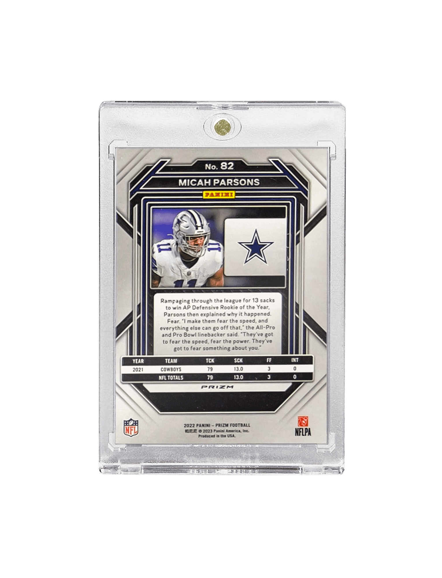 Micah Parsons Dallas Cowboys Panini NFL Prizm 22 Silver 82 Card