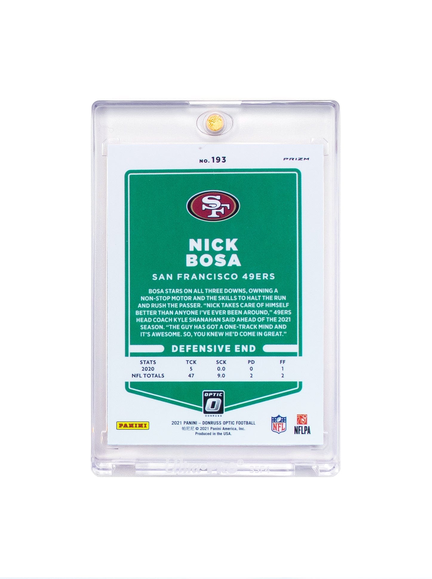 Nick Bosa San Francisco 49ers Panini NFL Optic 21 Silver Holo Card