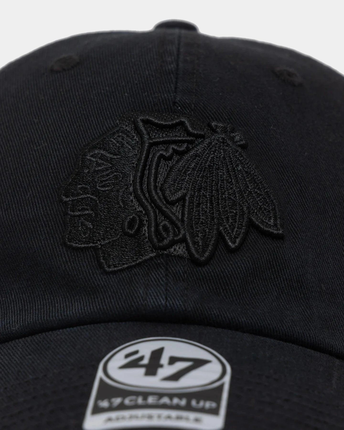 Chicago Blackhawks '47 NHL Black On Black Clean Up Strapback Hat