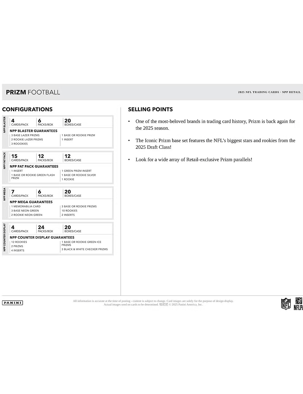 Panini Cards 2025 Panini NFL Prizm Football Trading Card Blaster Box
