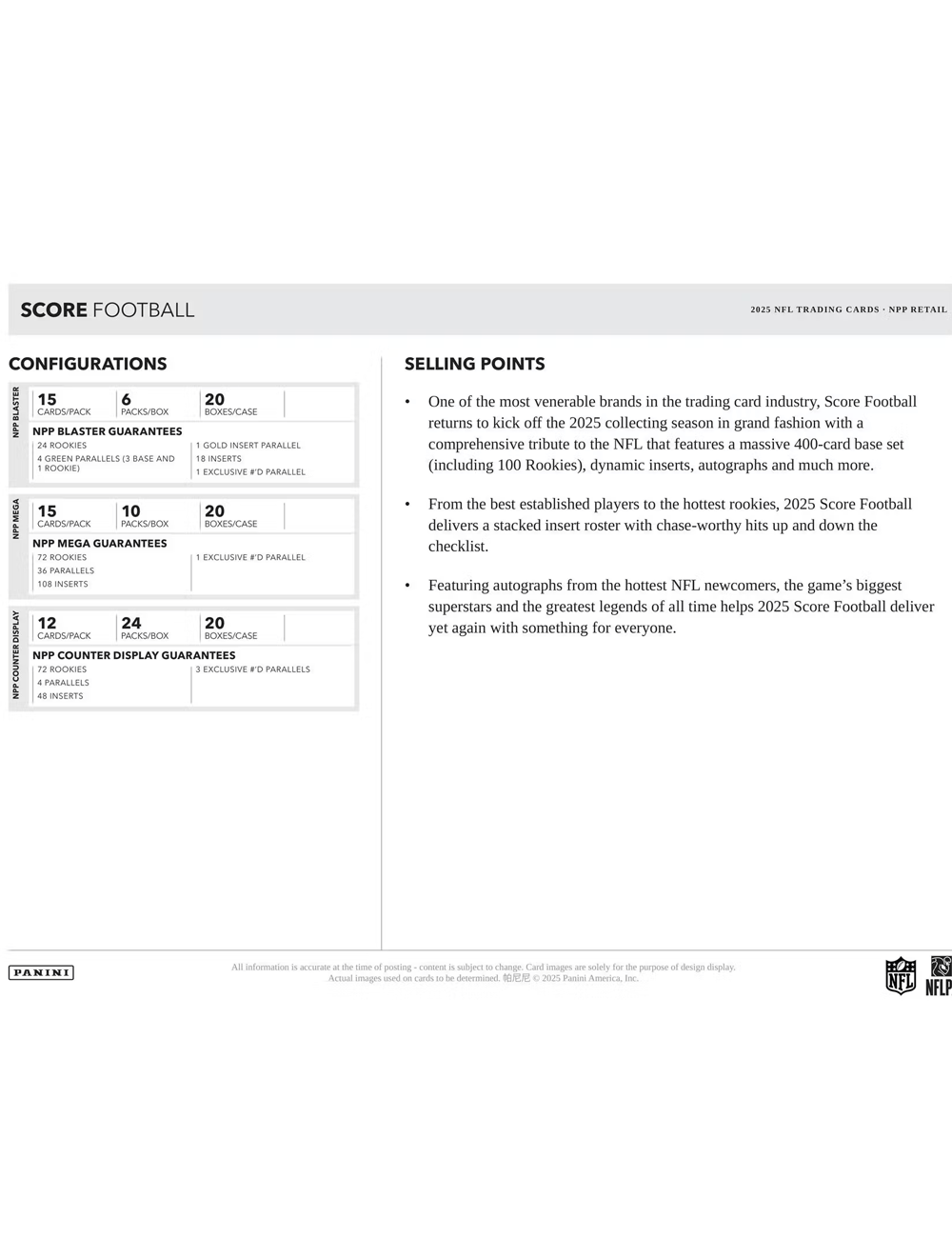 Panini Cards 2025 Panini NFL Score Football Trading Card Blaster Box