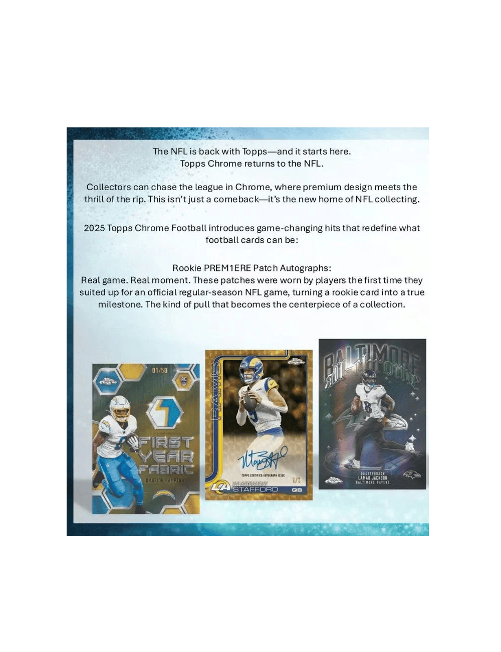Topps Cards 2025 Topps NFL Chrome Football Trading Card Blaster Box