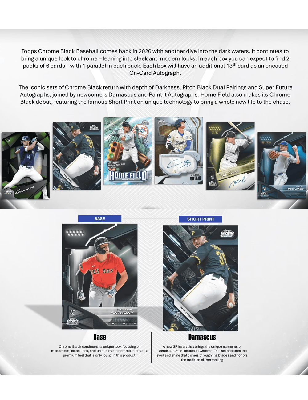 Topps Trading Cards 2026 Topps MLB Chrome Black Baseball Hobby Box