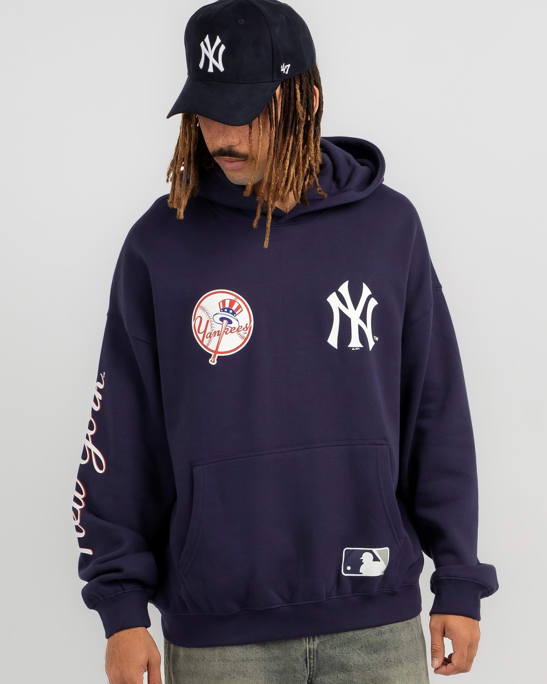 New York Yankees Majestic MLB City Crest Oversize Hoodie Jumper - Navy