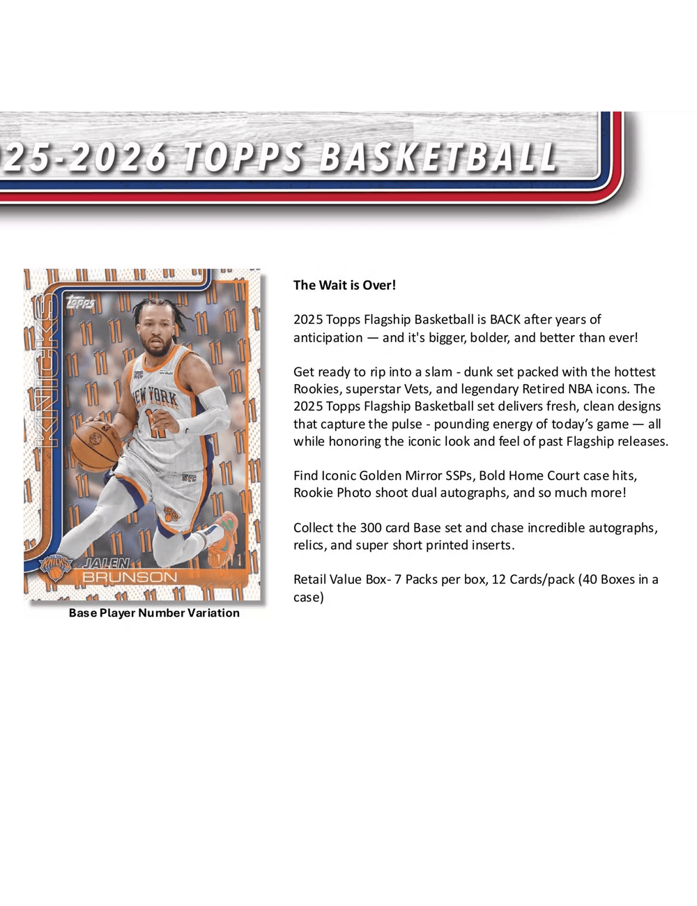 2025-26 Topps NBA Basketball Flagship Trading Card Mega Box