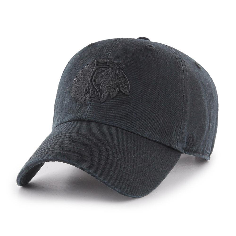 Chicago Blackhawks '47 NHL Black On Black Clean Up Strapback Hat