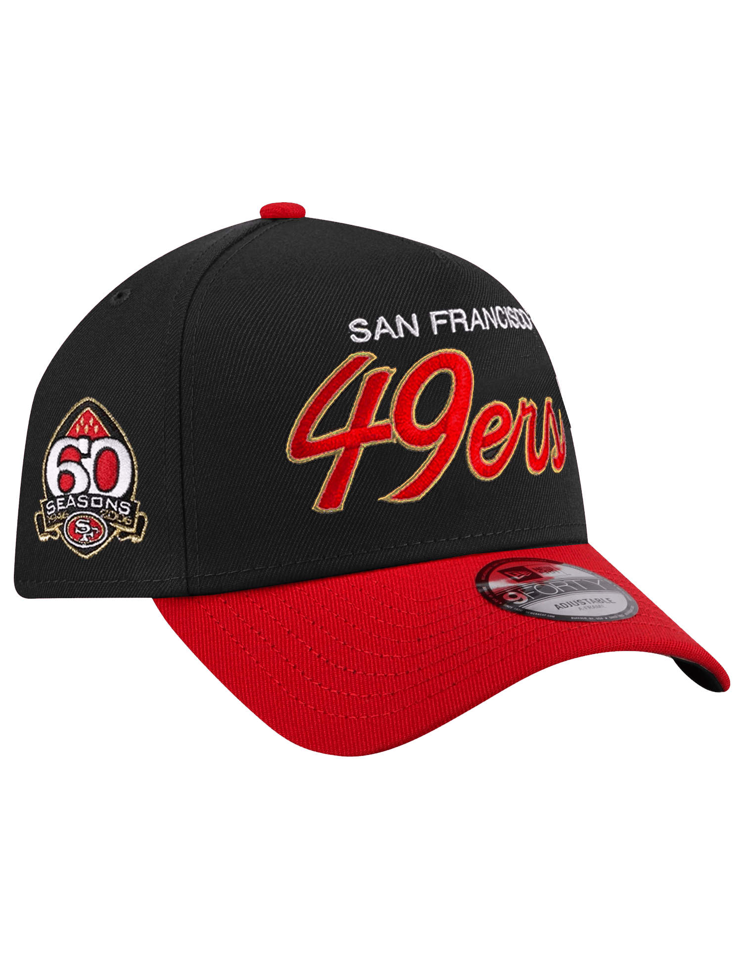 San Francisco 49ers New Era NFL 2T Script 9FORTY A-Frame Snapback Hat - Black