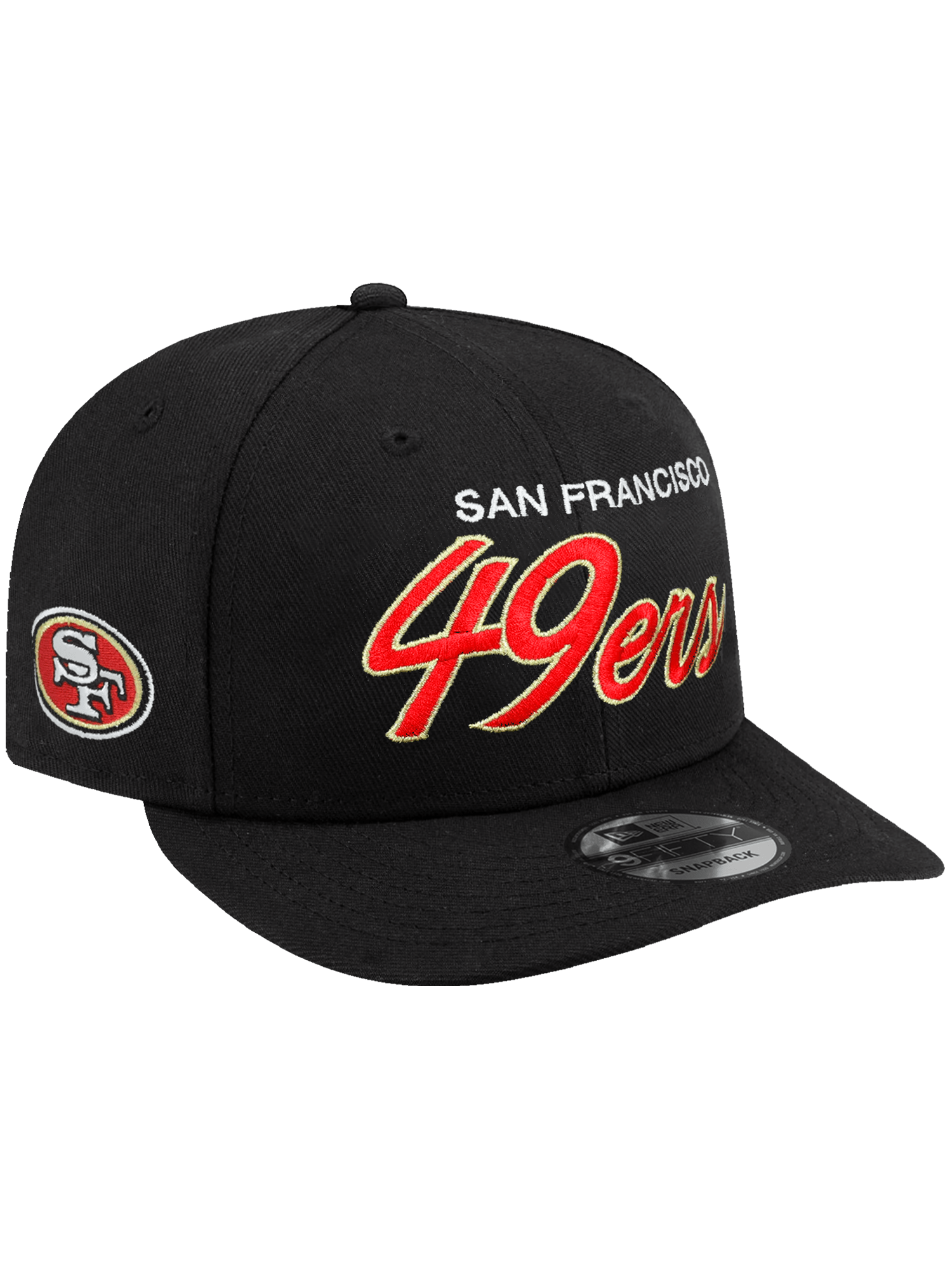 San Francisco 49ers New Era NFL Team Script 9FIFTY Pre-Curved Snapback Hat - Black