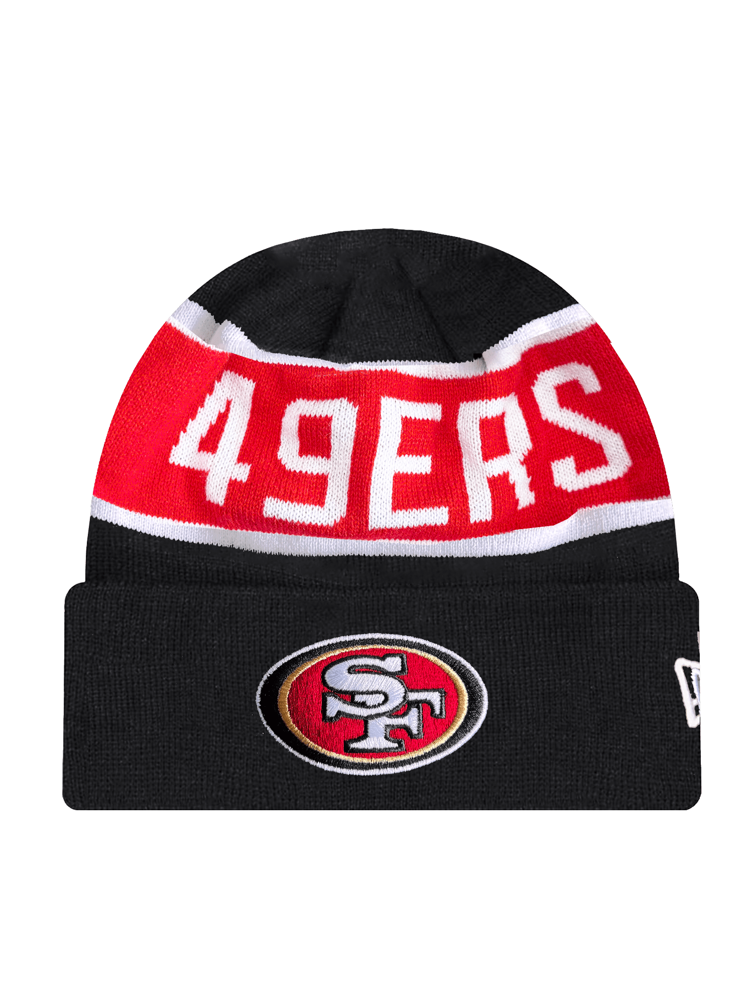 San Francisco 49ers New Era NFL Team Spell Pomless Knit Beanie - Black