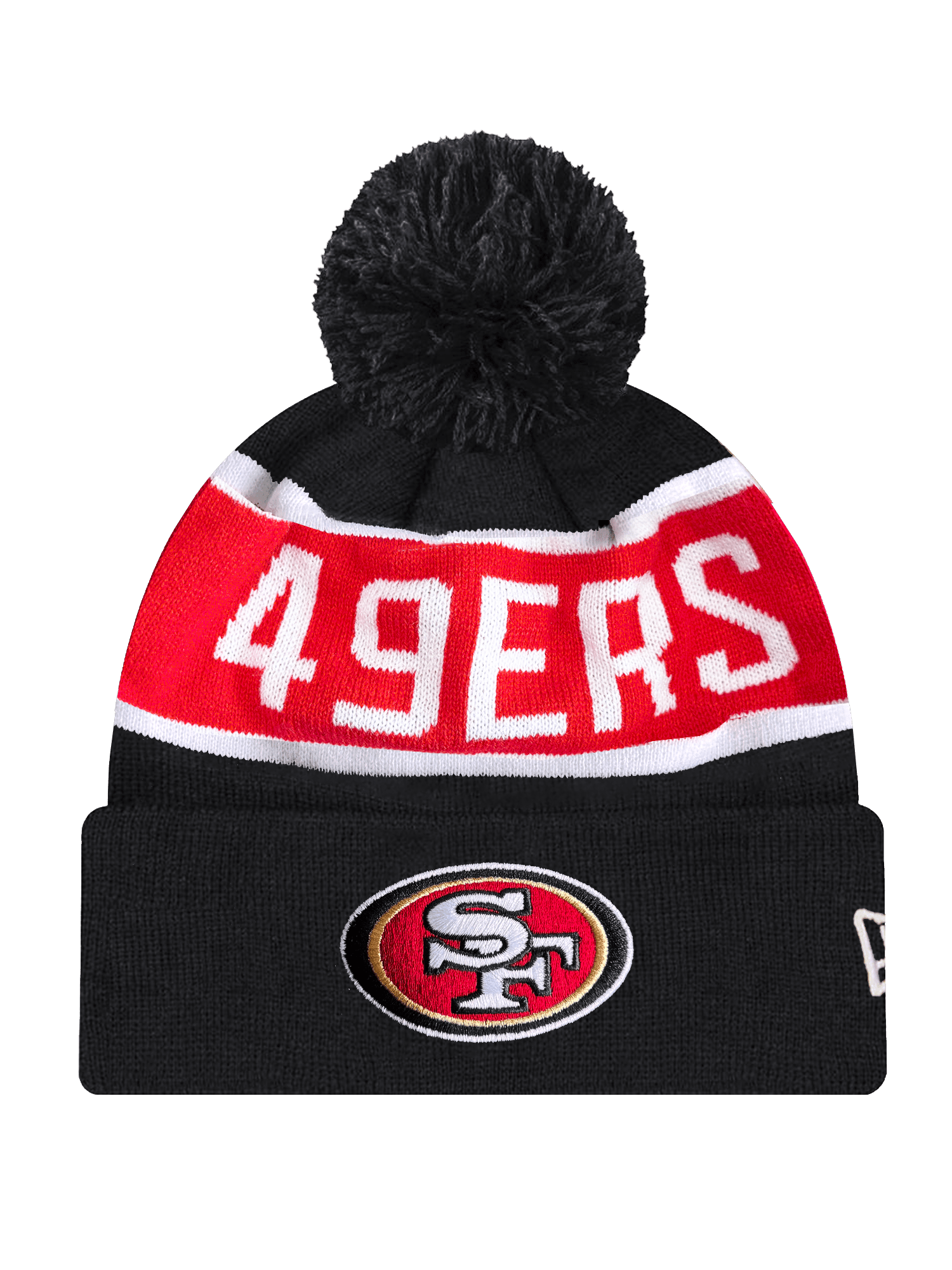 San Francisco 49ers New Era NFL Team Spell Pom Knit Beanie - Black