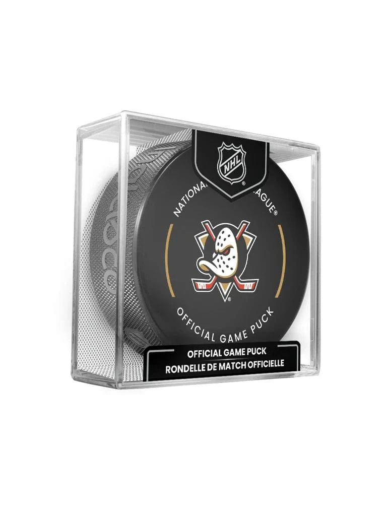 Anaheim Ducks Inglasco NHL 24-25 Official Game Puck In Cube
