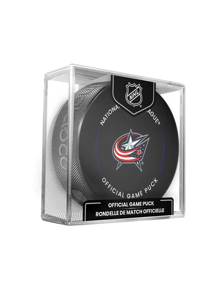 Columbus Blue Jackets Inglasco NHL 24-25 Official Game Puck In Cube