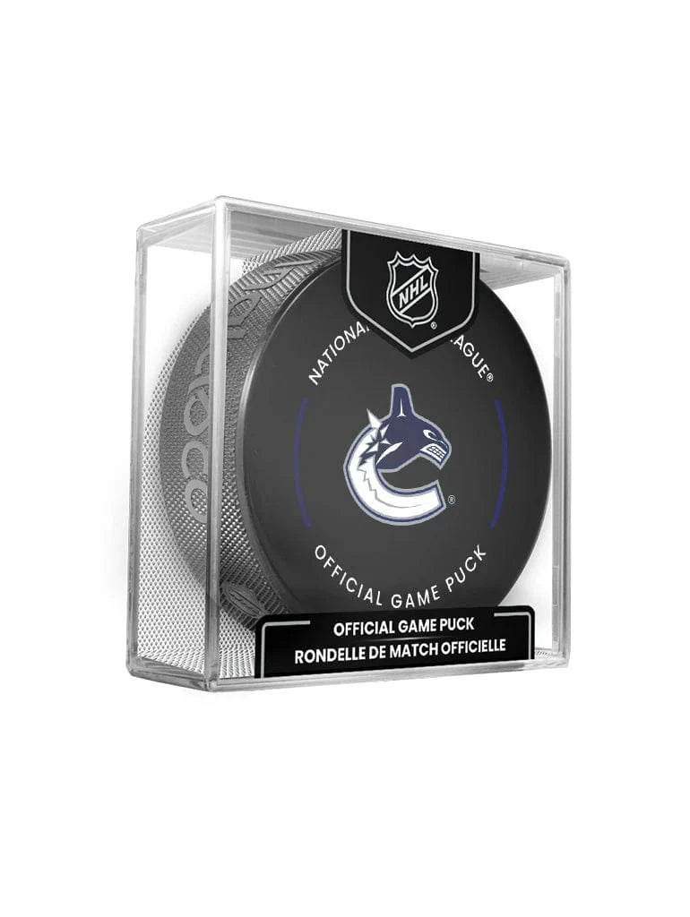 Vancouver Canucks Inglasco NHL 24-25 Official Game Puck In Cube