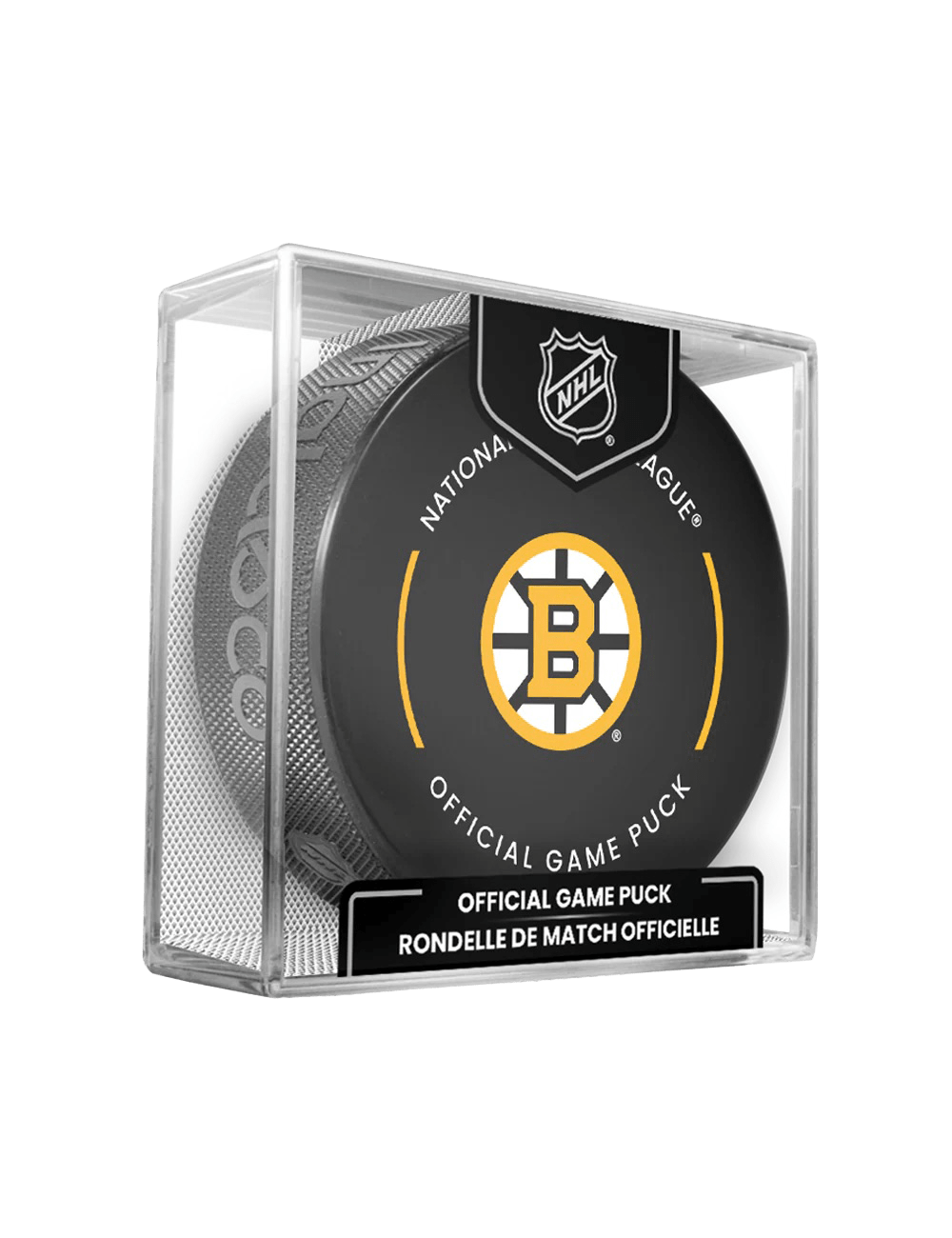 Boston Bruins Inglasco NHL 25-26 Official Game Hockey Puck In Cube