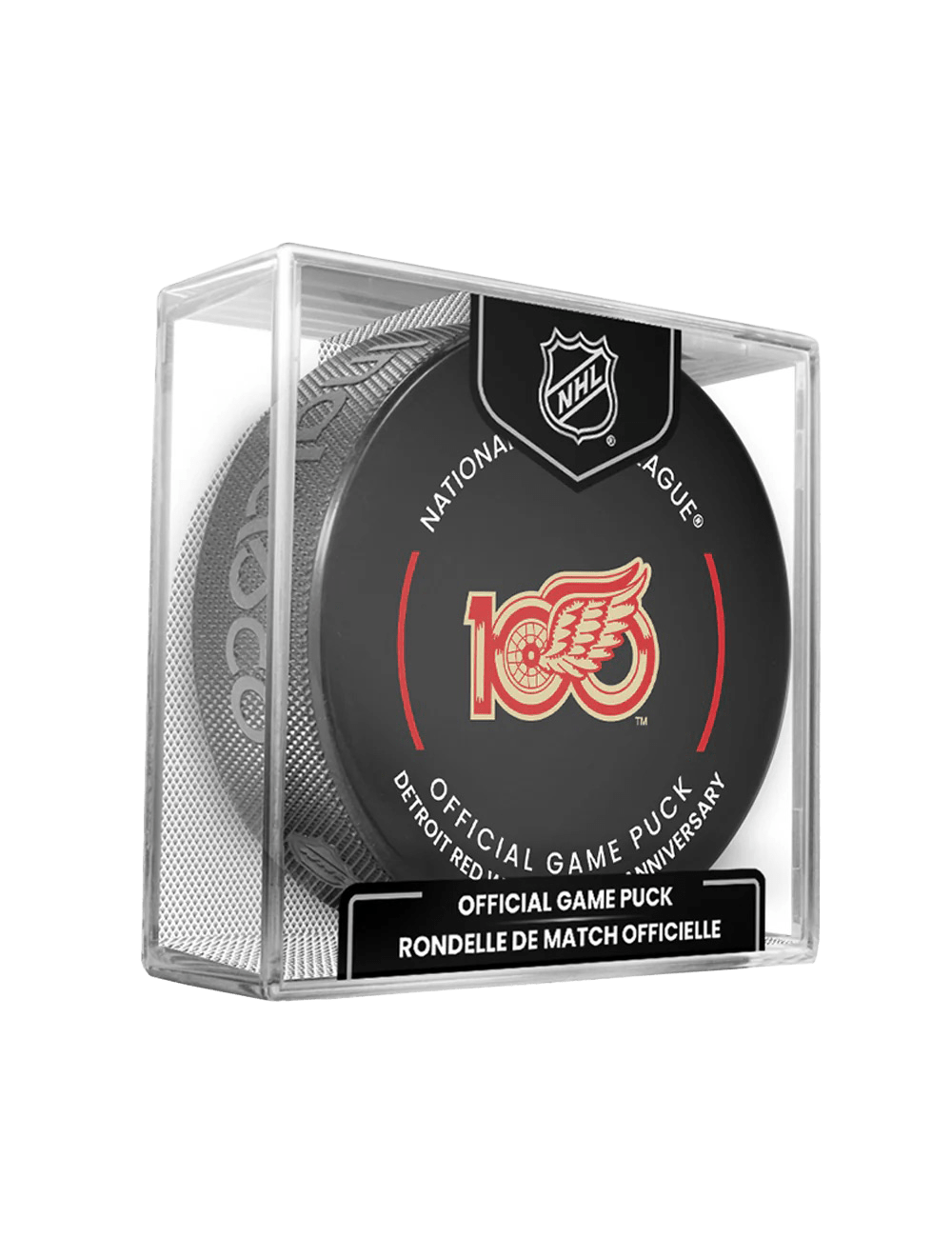 Detroit Red Wings 100th Ann Inglasco NHL 25-26 Game Hockey Puck In Cube