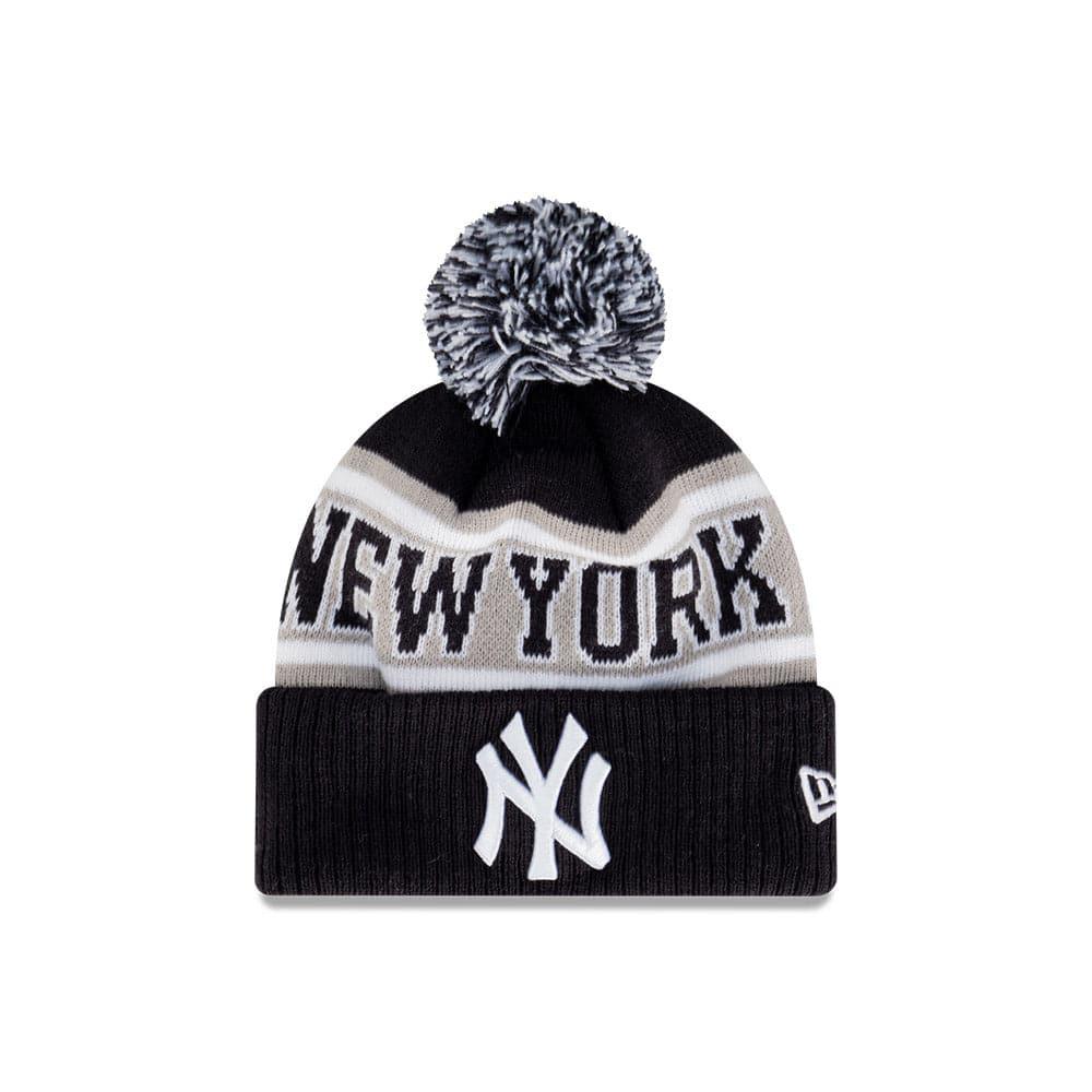 Youths New York Yankees New Era MLB Stripe Knit Pom Beanie - Navy
