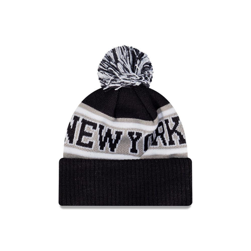 Youths New York Yankees New Era MLB Stripe Knit Pom Beanie - Navy