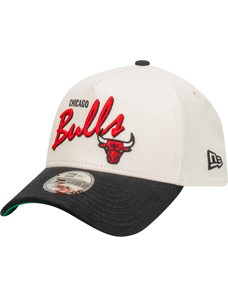 Chicago Bulls New Era NBA Script 9FORTY A-Frame Snapback Hat - Stone