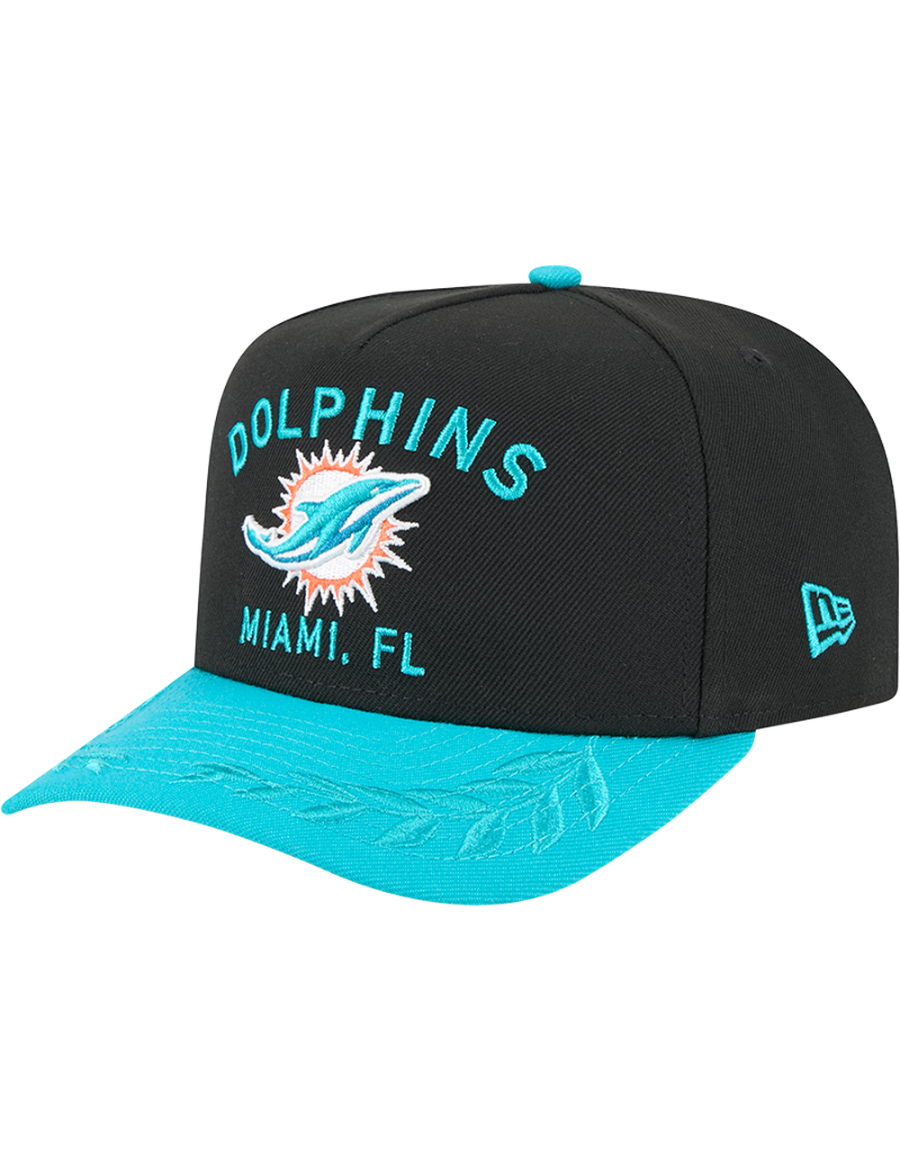 Miami Dolphins New Era NFL 25 Draft Pre-Curved 9FIFTY A-Frame Snapback Hat - Black