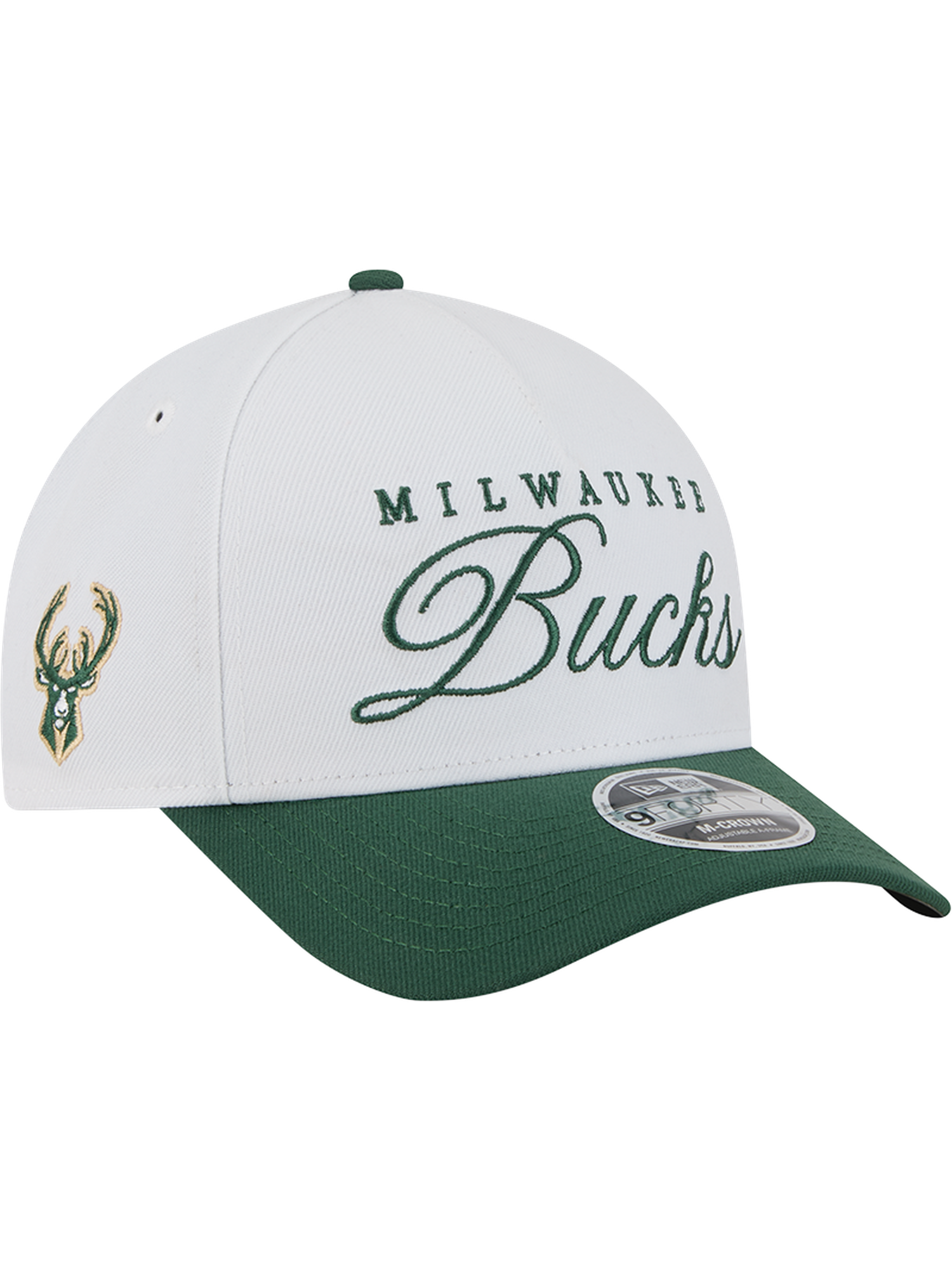 MIlwaukee Bucks New Era NBA 25 Draft 9FORTY M-Crown A-Frame Snapback Hat - White